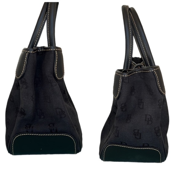 Dooney & Bourke DB Signature Black Canvas & Leather Tote Satchel - Picture 4 of 12
